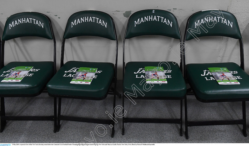 1697261 
 5 May 2019; A general view of the New York dressing room before the Connacht GAA Football Senior Championship Quarter-Final match between New York and Mayo at Gaelic Park in New York, USA. Photo by Piaras Ó Mídheach/Sportsfile 
 Keywords: GAA, Football, ny, nyc, bronx, Manhattan