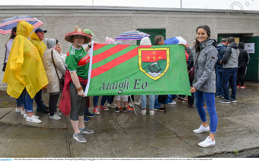 1696297 
 5 May 2019; Mayo supporters Laura Durban, from Attmass, left, and Maeve McCormack, from Islandeady, Co Mayo, before the Connacht GAA Football Senior Championship Quarter-Final match between New York and Mayo at Gaelic Park in New York, USA. Photo by Piaras Ó Mídheach/Sportsfile 
 Keywords: GAA, Football, ny, nyc, bronx, Manhattan, mayococo