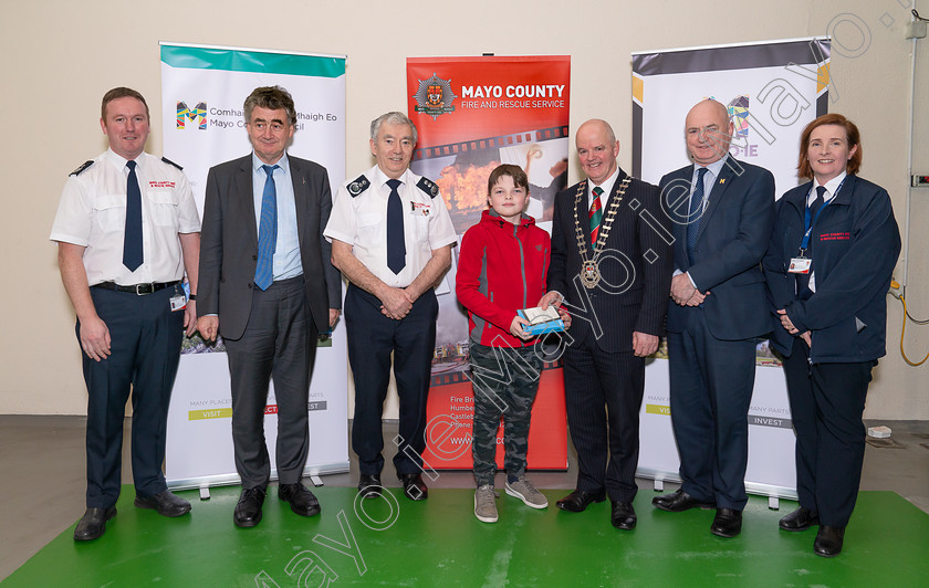 Photo-0008-captioned 
 Pictured at Mayo County Fire Service are winners of the Fire Safety Awareness Competition for National School pupils.

From left are Donal Reilly Acting Chief Fire Officer, Mayo Fire Service, John Condon, Director of Services, Seamus Murphy, Chief Fire Officer, Mayo Fire Service, Tadhg Feerick, Irishtown NS, Claremorris, Cllr Blackie Gavin, Cathaoirleach of Mayo County Council, Peter Hynes, Chief Executive of Mayo County Council and Aileen O'Connell, Senior Acting Chief Fire Officer, Mayo Fire Service. PHOTO: John Mee Photography