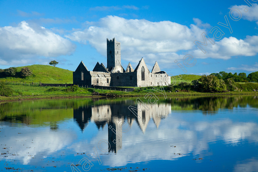 Monasteries-of-the-Moy-Moyne-Abbey-(0001) 
 Reflection of Rosserk Abbey in the River Moy, County Mayo, Ireland. 
 Keywords: Irish, abbeys, friary, friaries, church, churches, religion, religious, buildings, christian, ruins, ruined, old, sites, history, historic, heritage, reflections, rivers, calm, landscapes, outdoors, scenery, scenes, water