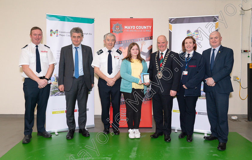 Photo-0015-captioned 
 Pictured at Mayo County Fire Service are winners of the Fire Safety Awareness Competition for National School pupils.

From left are Donal Reilly, Acting Chief Fire Officer, Mayo Fire Service, John Condon, Director of Services, Seamus Murphy, Chief Fire Officer, Mayo Fire Service, Kate Heffernan, St, Josephs N.S. Rehins, Knockmore, Cllr Blackie Gavin, Cathaoirleach of Mayo County Council, Aileen O'Connell, Senior Acting Chief Fire Officer, Mayo Fire Service, Peter Hynes, Chief Executive of Mayo County Council. PHOTO: John Mee Photography